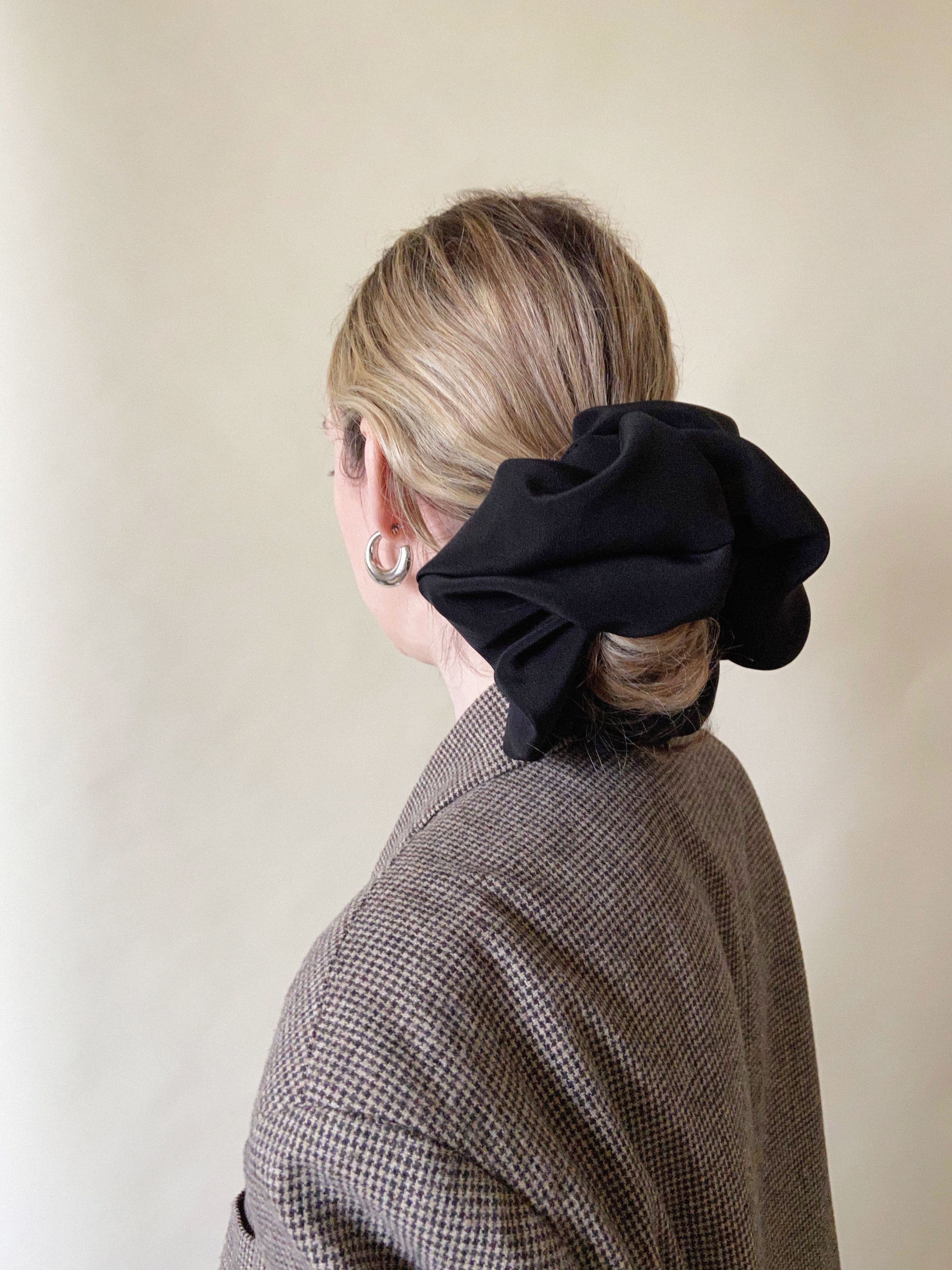 A Bronze Age Silk Hair Scrunchie, Canada-Hair-Black-LRG-abronzeage.com