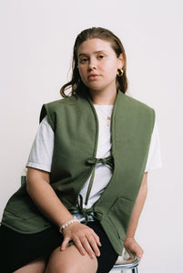 A Bronze Age Freddi Oversized Vest, Layering Vest, Canada-Jackets and Vests-Kale-XS/SML-abronzeage.com