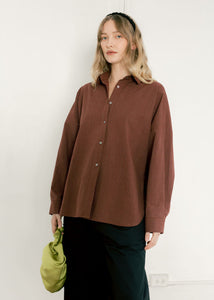 A Bronze Age Robbie Oversized Button-Up Shirt, Cotton Shirt, Canada-Tops-abronzeage.com