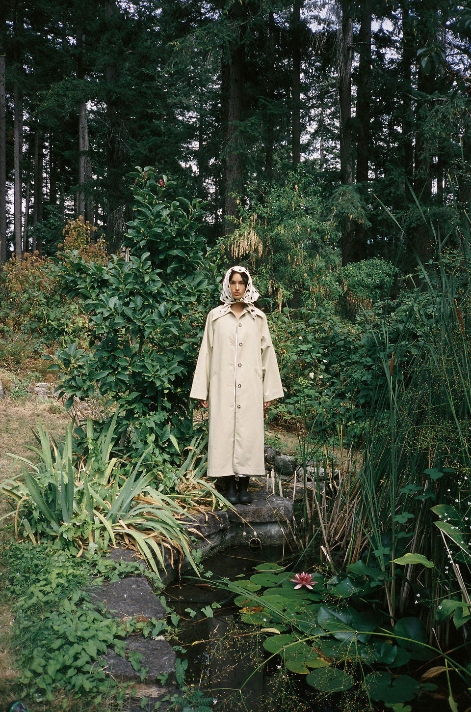 A Bronze Age Cory Trench Coat, Exaggerated Pointed Collar with Welt Pockets | Made in Canada-Jackets and Vests-Khaki Twill-XS-abronzeage.com