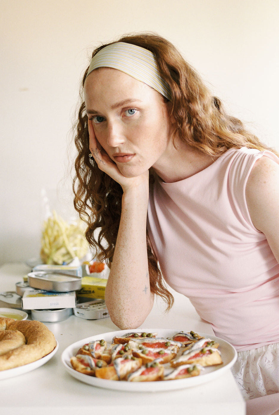 A Bronze Age Riviera Headband, Elasticated Wide Headband | Made in Canada-Hair-Micro Stripe/Marigold Stripe-abronzeage.com