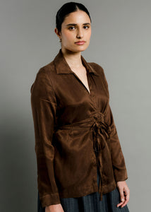 A Bronze Age Revel Wrap Top, Cotton Tie Shirt Blouse, Canada-Tops-abronzeage.com