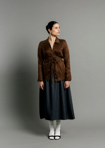 A Bronze Age Revel Wrap Top, Cotton Tie Shirt Blouse, Canada-Tops-Fox Cupro-XS-abronzeage.com