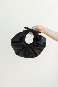 A Bronze Age Kiku Satin Croissant Bag, Evening Bag, Canada-Handbags-Black-abronzeage.com