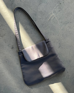 A Bronze Age Alice Bag, Satin Top Flap Evening Bag, Canada-Handbags-Smoke Silver-abronzeage.com