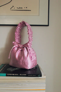 A Bronze Age Amy Purse, Ruffled Handle Satin Evening Bag, Canada-Handbags-Sweet Pea-abronzeage.com