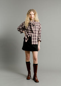 A Bronze Age Atlas Bow Blouse, Pussy-Bow Inspired Collar | Made in Canada-Tops-Nerd Plaid-XS-abronzeage.com