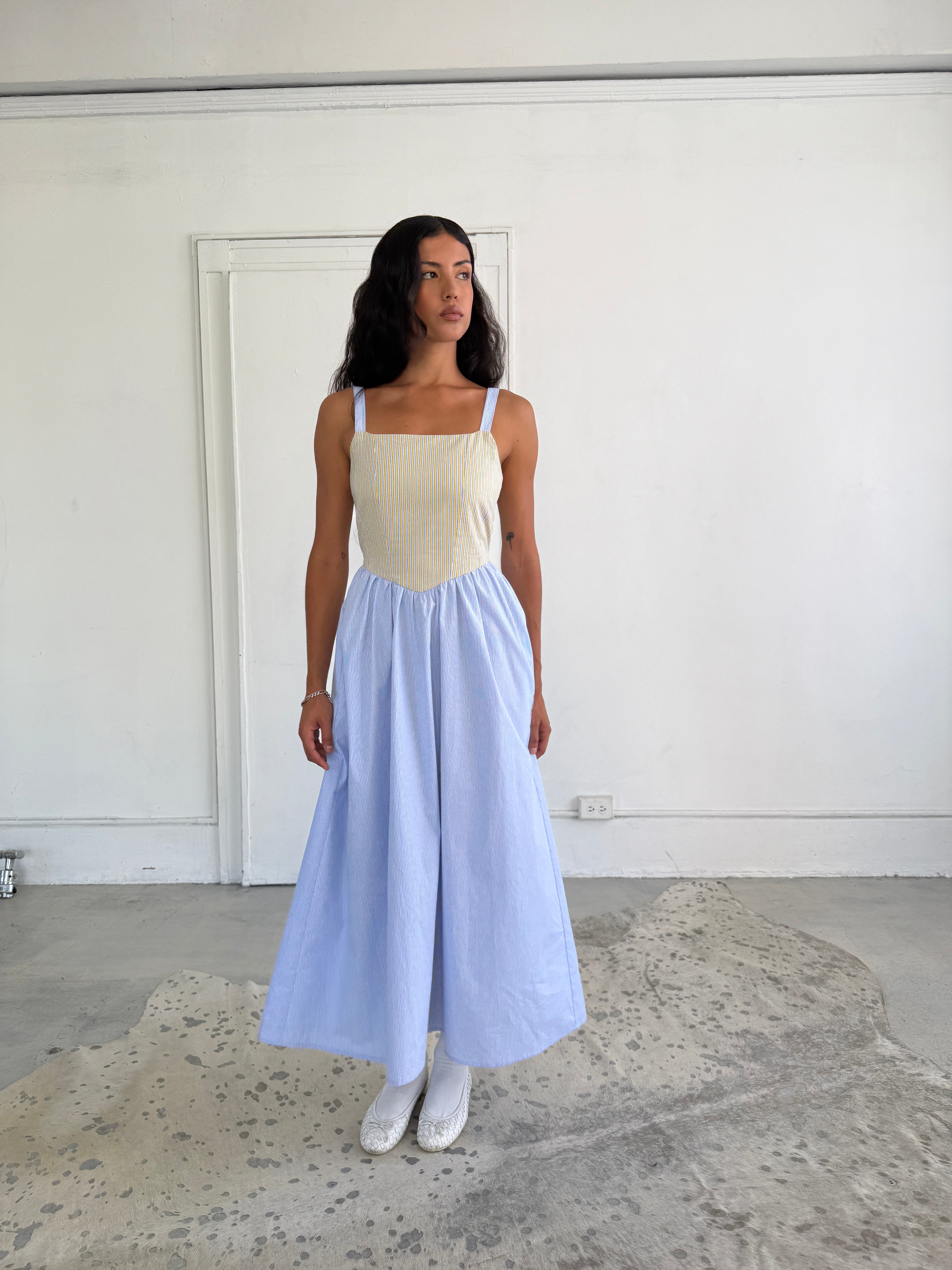 A Bronze Age Aura Dress, Basque Waistline & Bodice Detail with Pockets | Made in Canada-Dresses-abronzeage.com