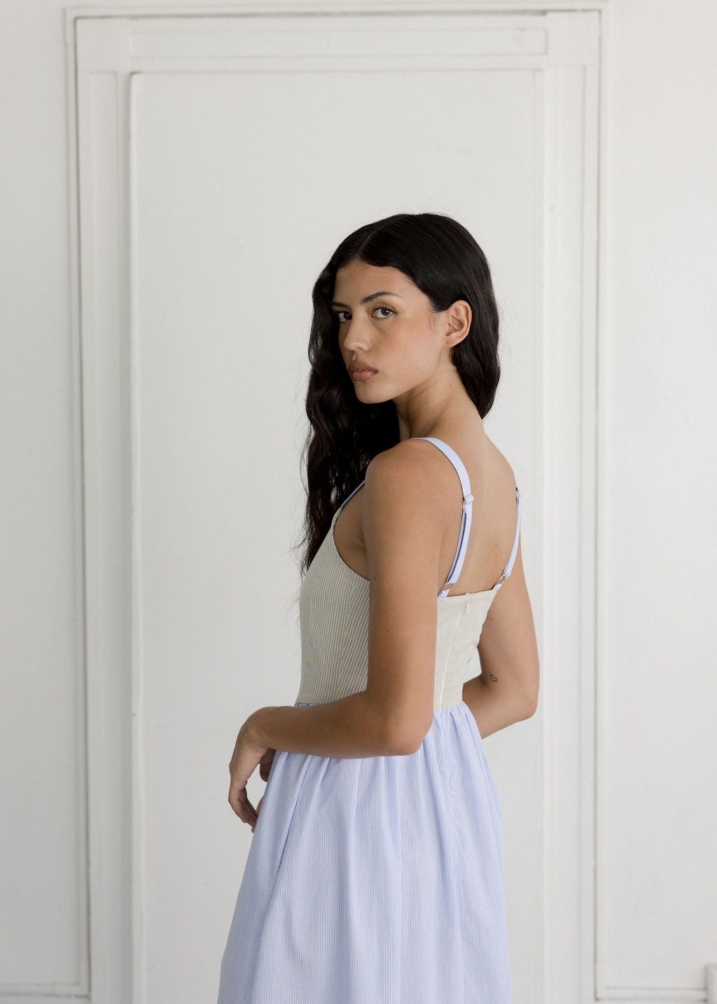 A Bronze Age Aura Dress, Basque Waistline & Bodice Detail, with Pockets | Handcrafted in Vancouver Canada-Dresses-abronzeage.com