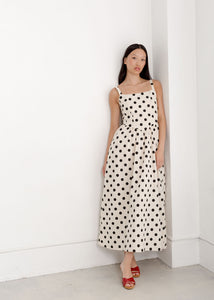 A Bronze Age Aura Dress, Basque Waistline & Bodice Detail with Pockets | Made in Canada-Dresses-Polka Dot-XS-abronzeage.com