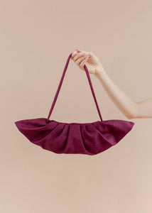 A Bronze Age Babette Bag, Satin Gathered Evening Bag, Canada-Handbags-Black Cherry Moire-abronzeage.com