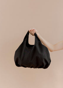 A Bronze Age Bao Bag, Cotton Twill Two Handle Handbag, Canada-Handbags-Black Nylon-abronzeage.com