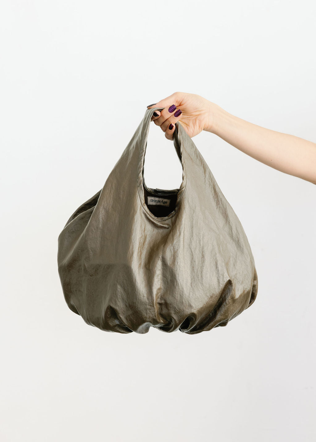 A Bronze Age Bao Bag, Cotton Twill Two Handle Handbag, Canada-Handbags-Metallic Moss-abronzeage.com