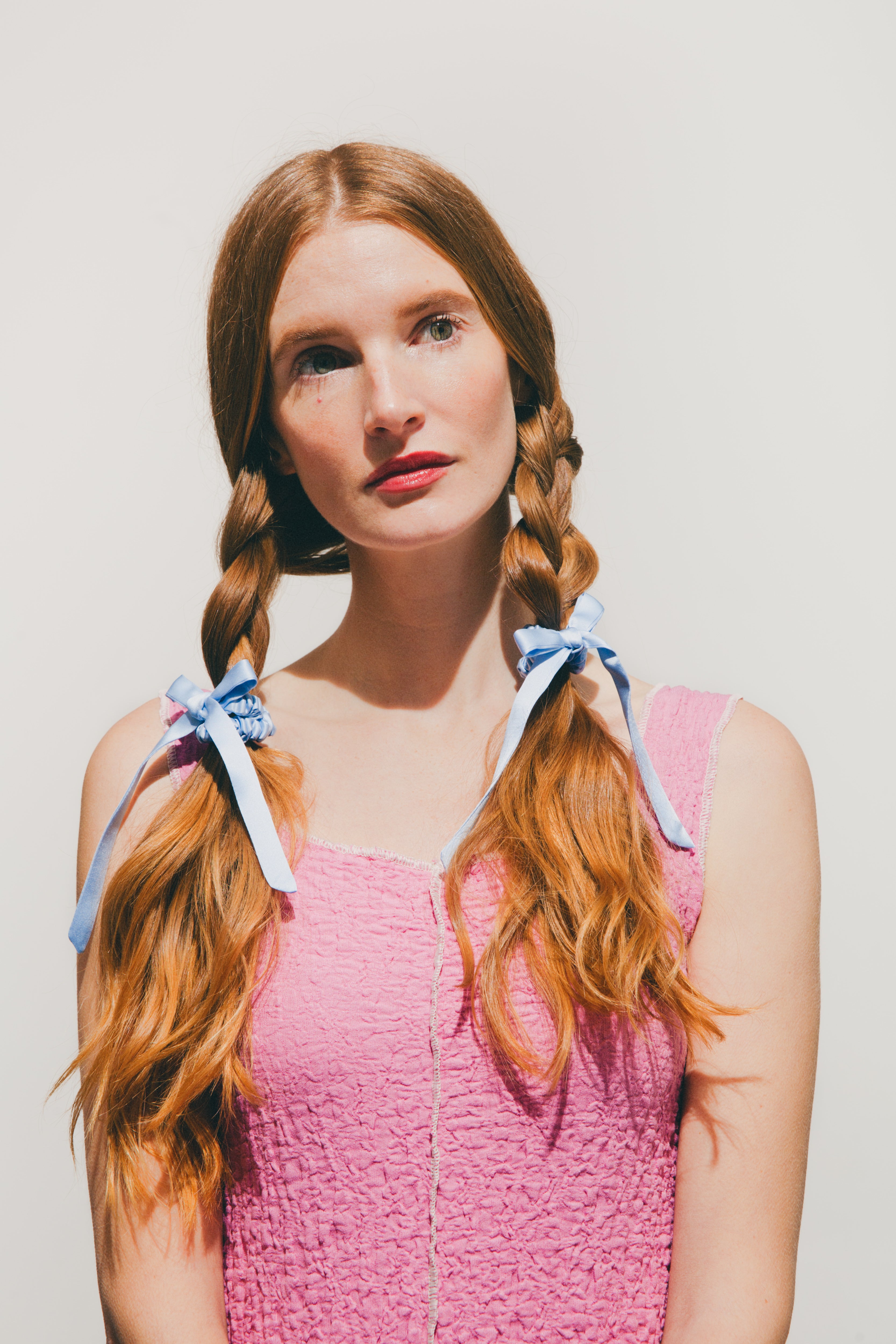 A Bronze Age Beauty Bows, Silk Hair Elastics w/ Bows Set of 2, Canada-Hair-Sky Blue-abronzeage.com