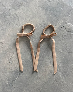 A Bronze Age Beauty Bows, Silk Hair Elastics w/ Bows Set of 2, Canada-Hair-Sand-abronzeage.com