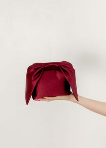 A Bronze Age Bento Clutch, Satin Handbag with Bow | Handcrafted in Vancouver, Canada-Handbags-Bordeaux-abronzeage.com