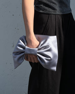 A Bronze Age Bento Clutch, Satin Handbag with bow | Handcrafted in Vancouver, Canada-Handbags-abronzeage.com