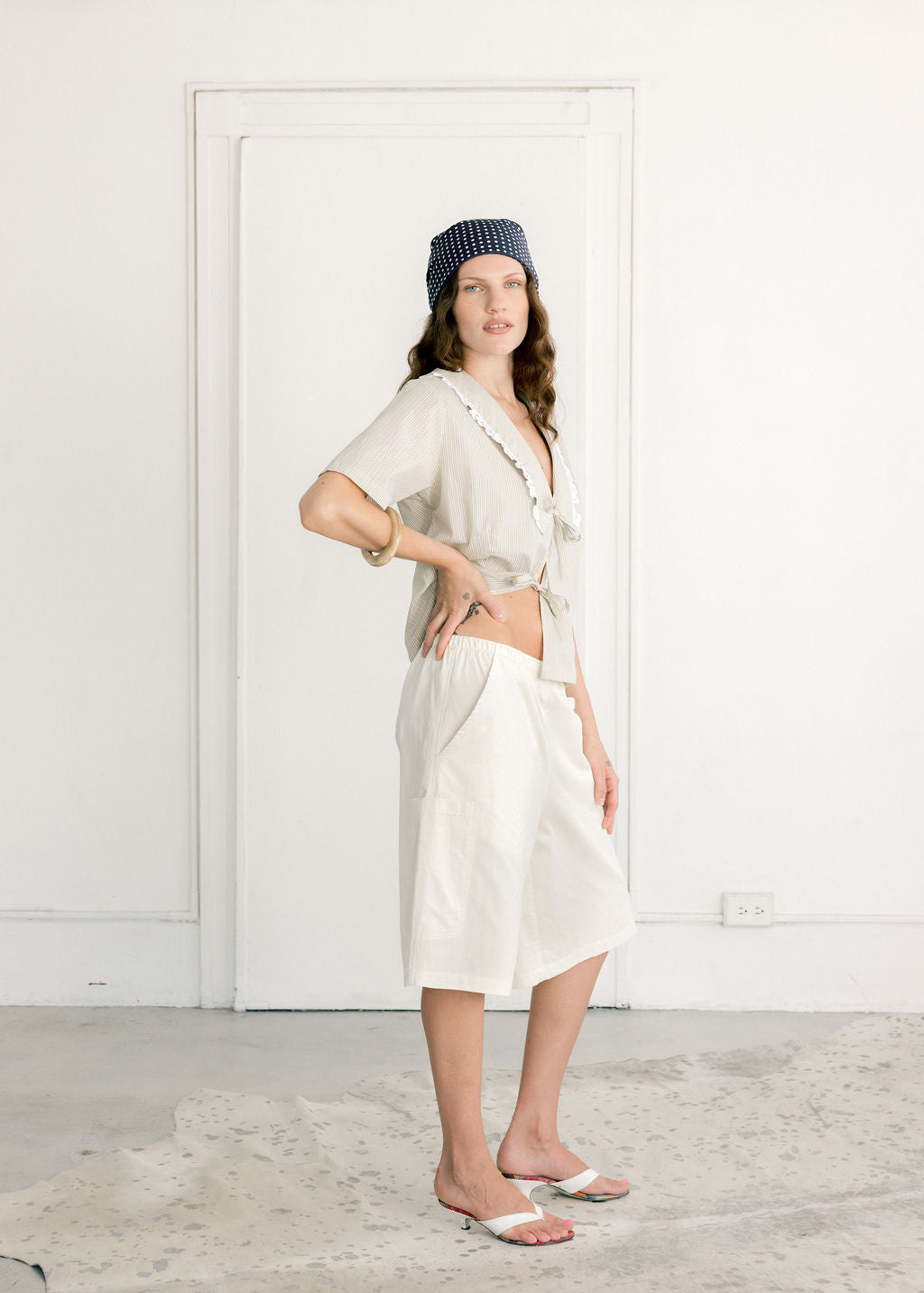A Bronze Age Blossom Shorts, Wide Leg Long Shorts with Pockets | Made in Canada-Shorts-abronzeage.com