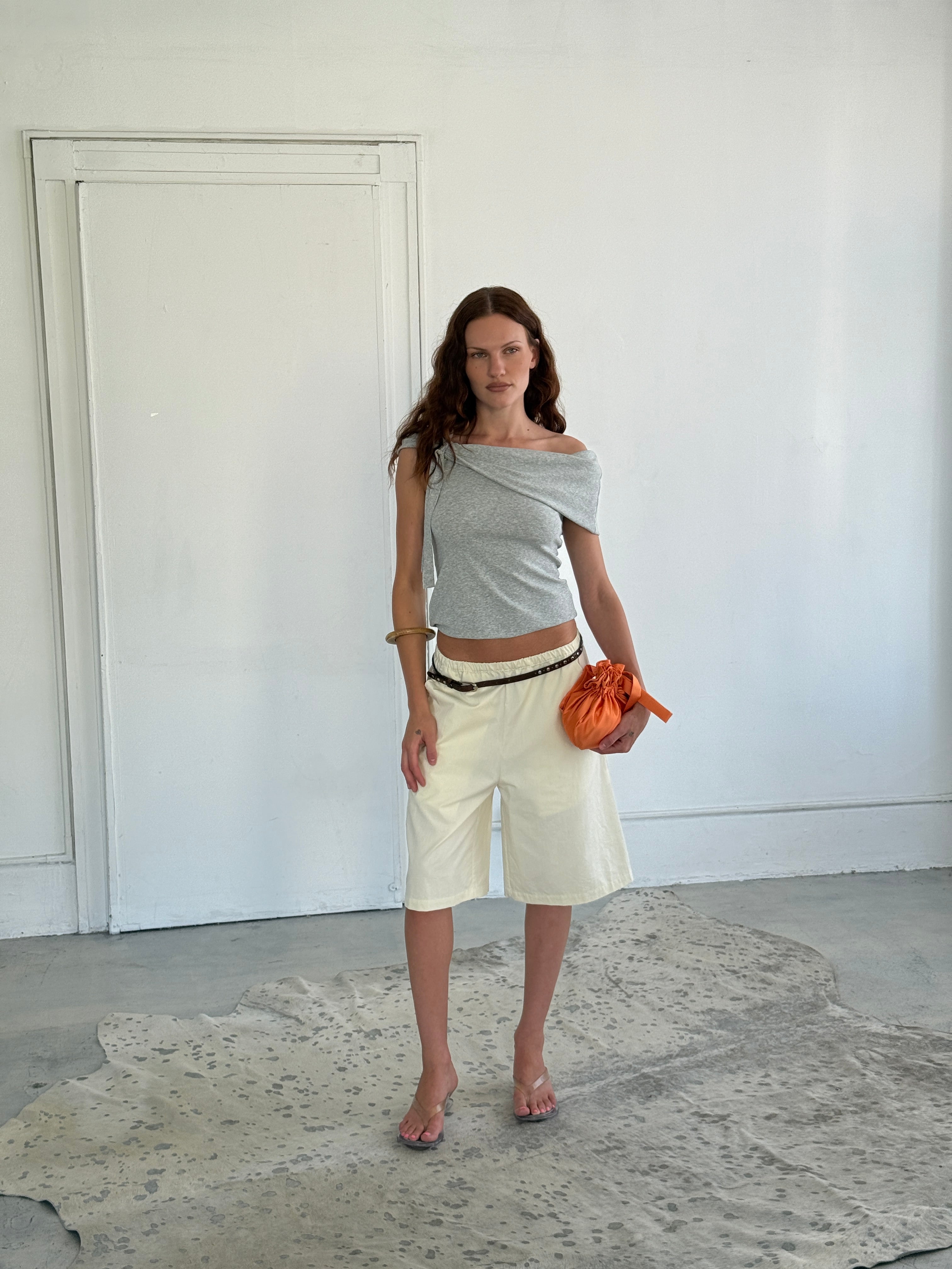 A Bronze Age Blossom Shorts, Wide Leg Long Shorts with Pockets | Made in Canada-Shorts-abronzeage.com