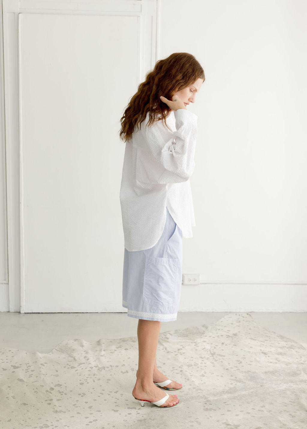 A Bronze Age Blossom Shorts, Wide Leg Long Shorts with Pockets | Made in Canada-Shorts-abronzeage.com