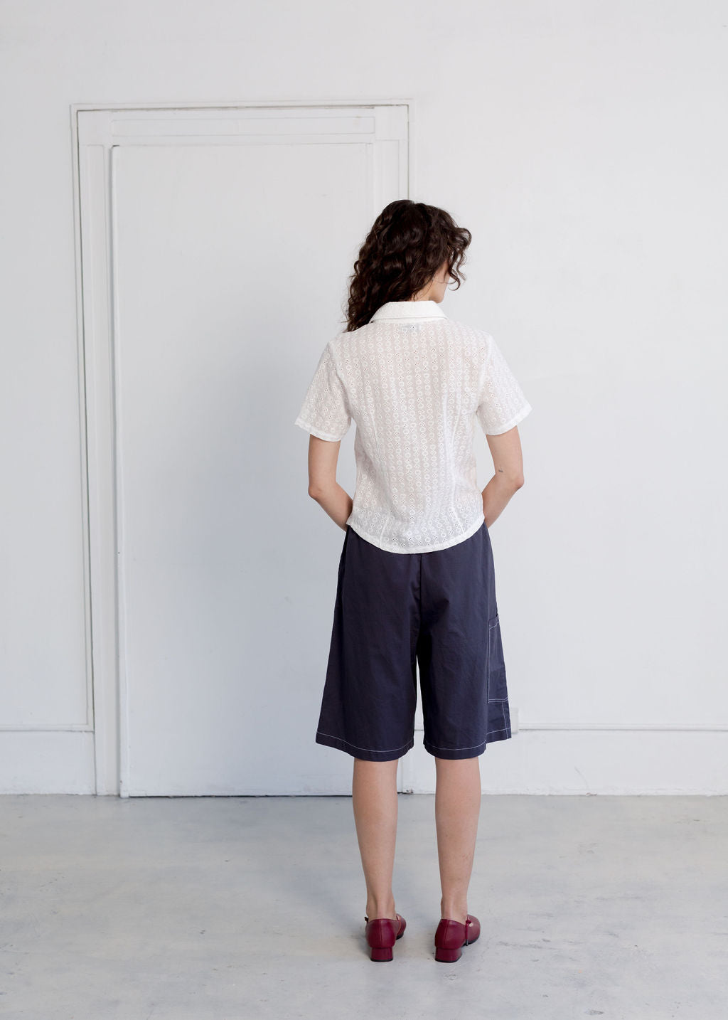 A Bronze Age Blossom Shorts, Wide Leg Long Shorts with Pockets | Made in Canada-Shorts-abronzeage.com
