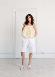 A Bronze Age Blossom Shorts, Wide Leg Long Shorts with Pockets | Made in Canada-Shorts-Solstice White-XS-abronzeage.com