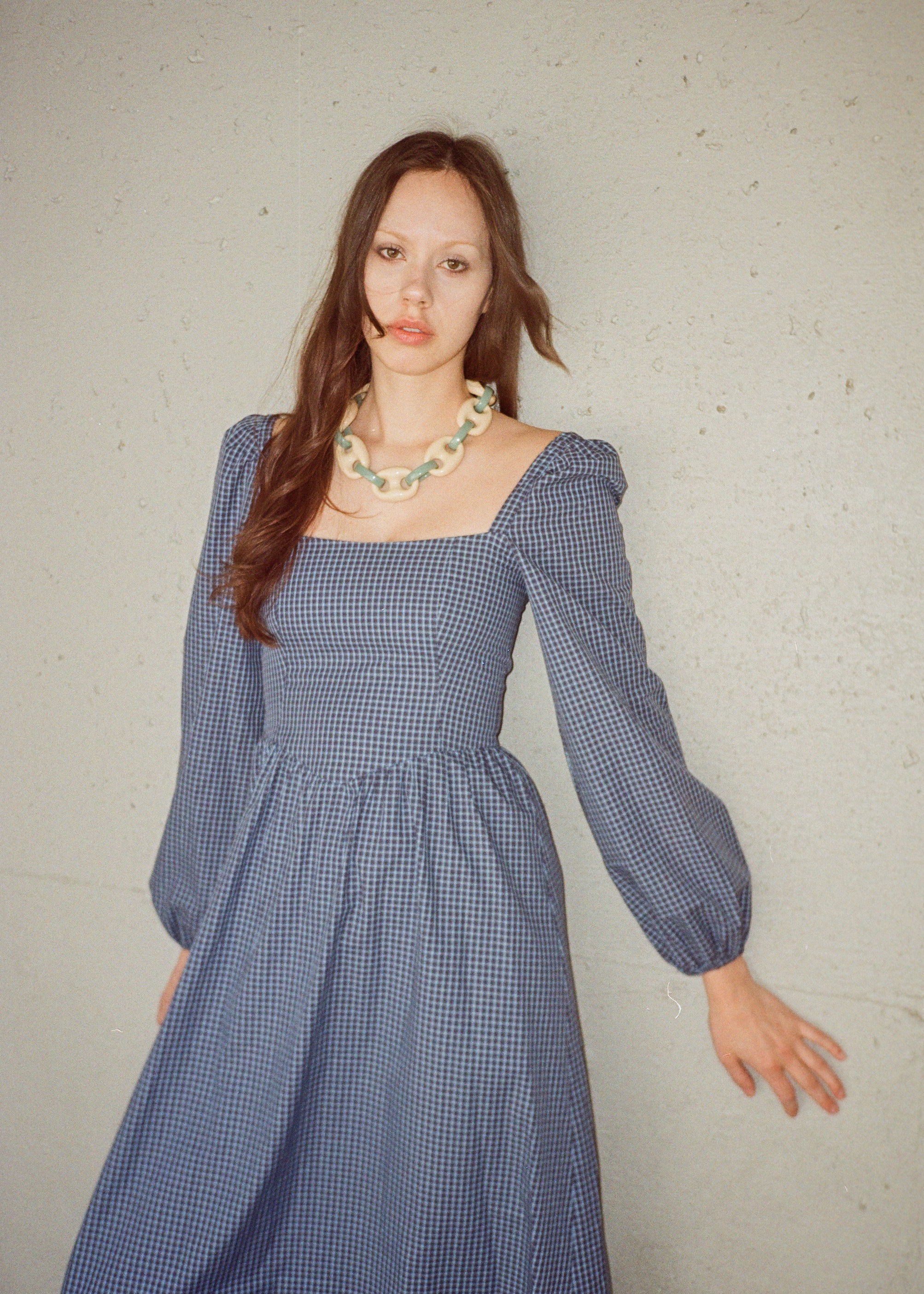 A Bronze Age Charm Dress, Puff Sleeve Midi Dress, Canada-Dresses-abronzeage.com