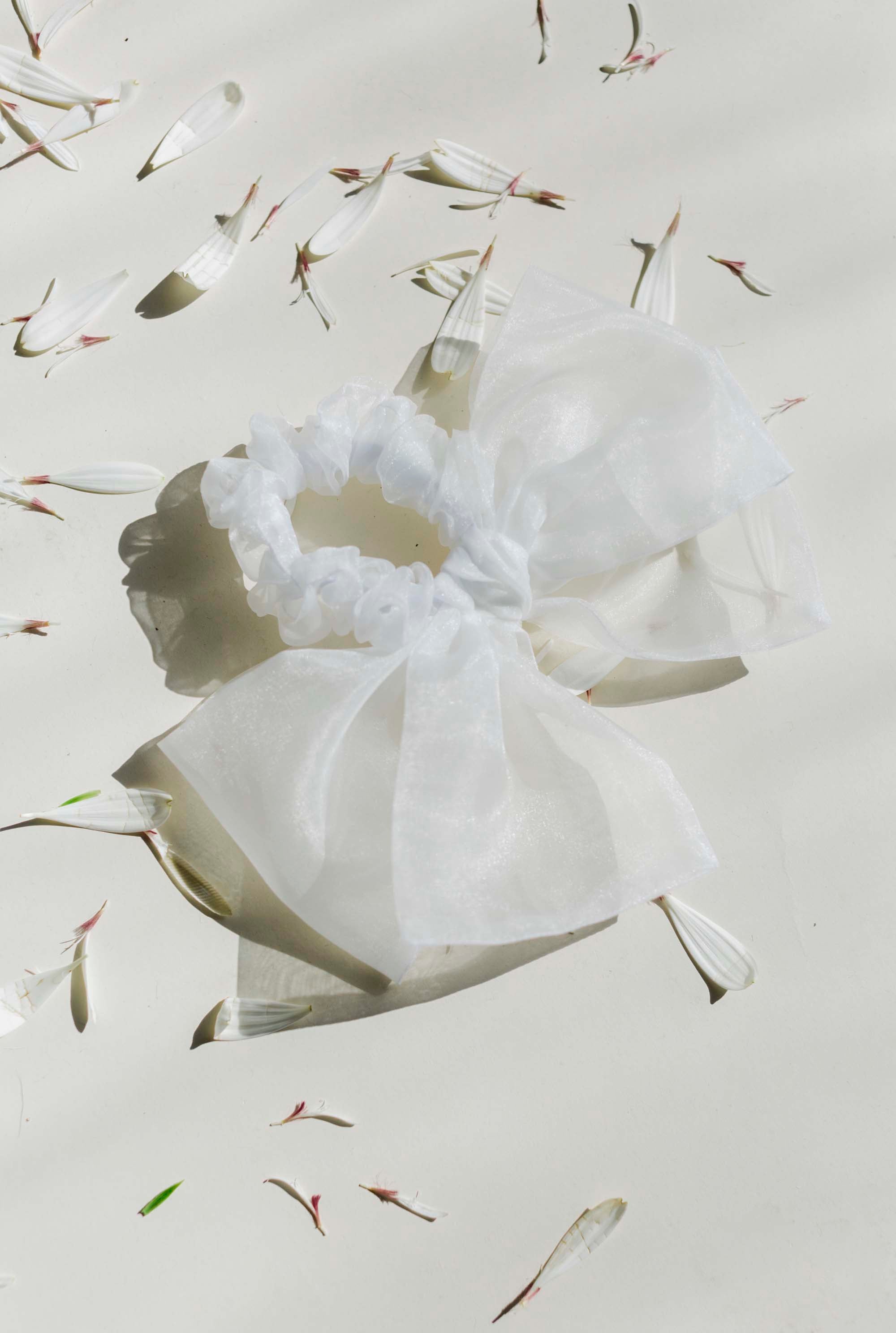 A Bronze Age Chubby Hair Bow Scrunchie, Canada-Hair-White Organza-abronzeage.com