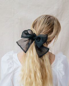 A Bronze Age Chubby Hair Bow Scrunchie, Canada-Hair-Black Organza-abronzeage.com