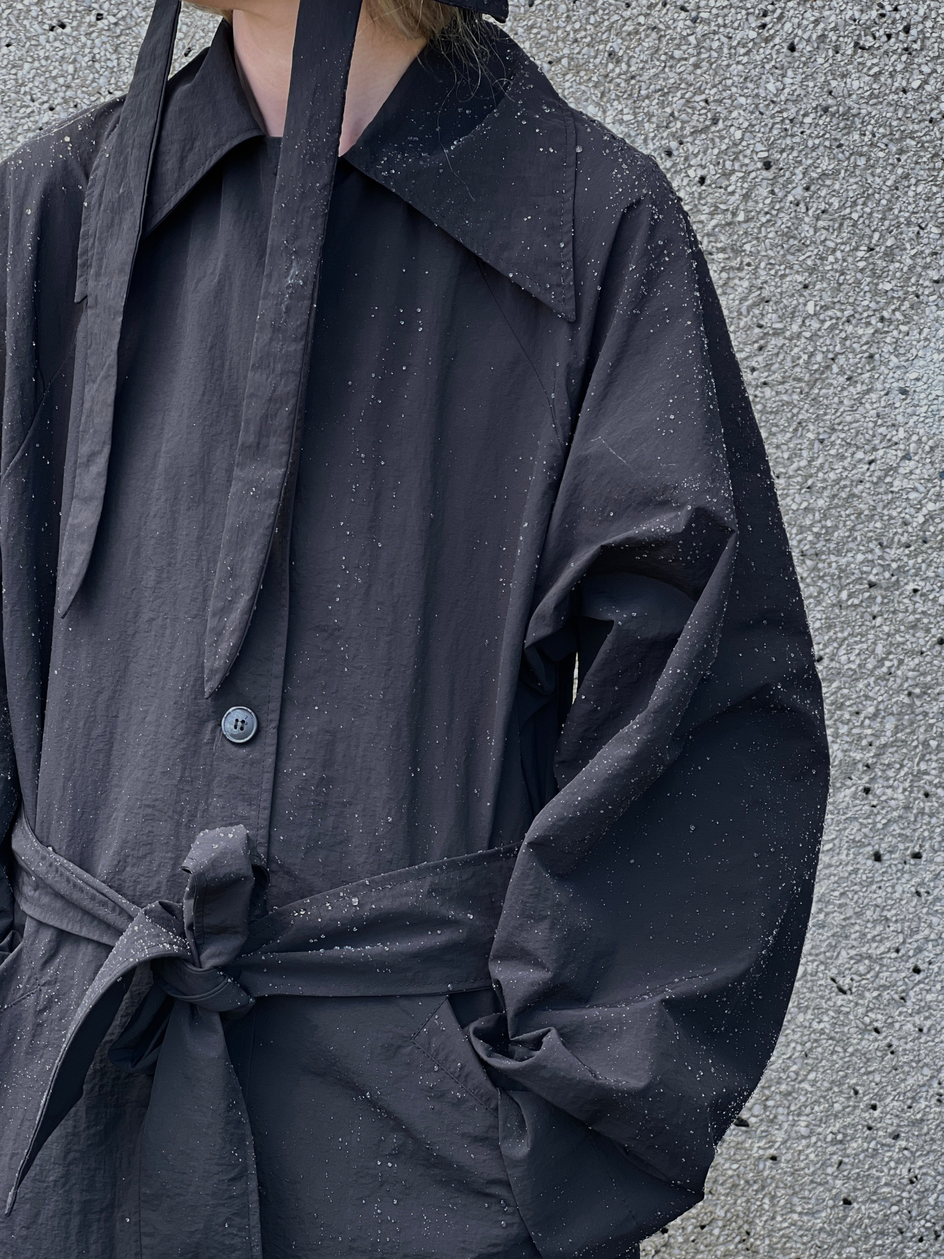 A Bronze Age Cory Trench Coat, Exaggerated Pointed Collar with Welt Pockets | Made in Canada-Jackets and Vests-abronzeage.com