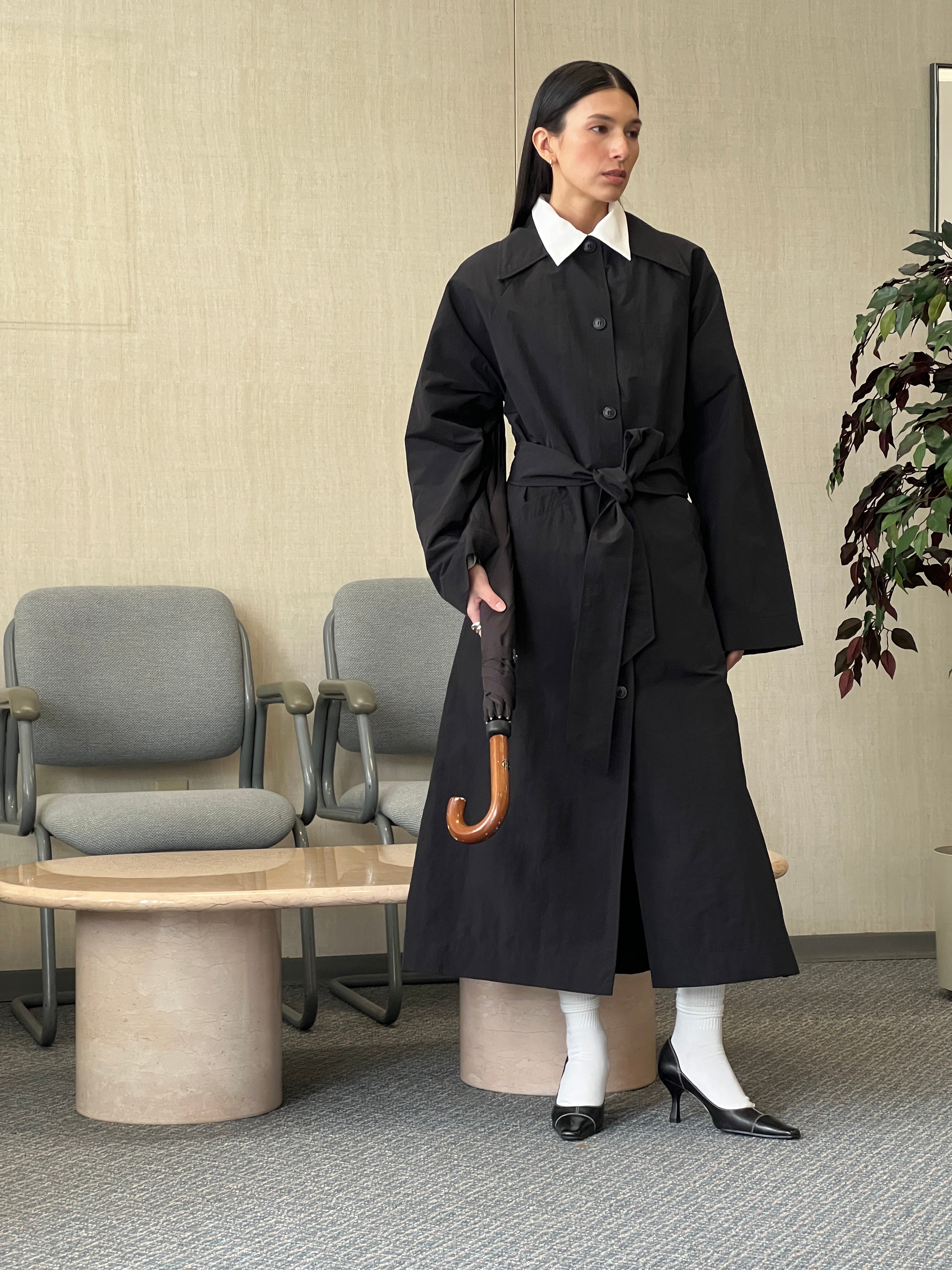 A Bronze Age Cory Trench Coat, Exaggerated Pointed Collar with