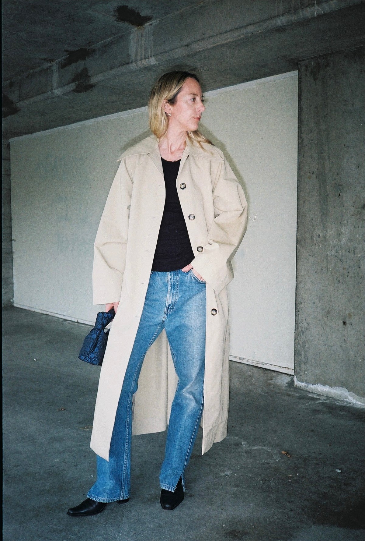 A Bronze Age Cory Trench Coat, Exaggerated Pointed Collar with Welt Pockets | Made in Canada-Jackets and Vests-abronzeage.com