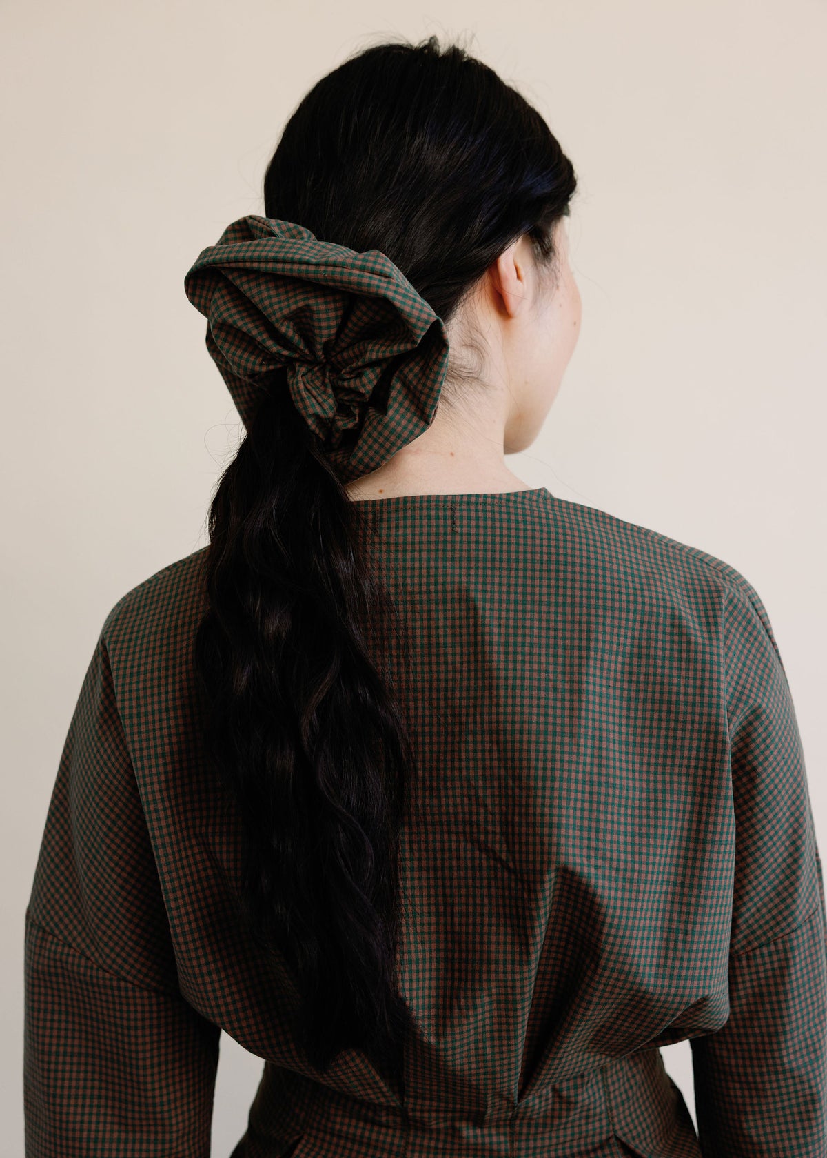 A Bronze Age Oversized Cotton Hair Scrunchie, Canada-Hair-Beryl Gingham-LRG-abronzeage.com