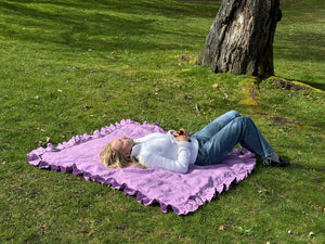 A Bronze Age Croquet Picnic Blanket, Ruffle Trimmed | Handcrafted in Vancouver Canada-Blankets-abronzeage.com
