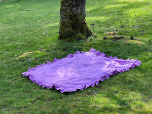 A Bronze Age Croquet Picnic Blanket, Ruffle Trimmed | Handcrafted in Vancouver Canada-Blankets-Amethyst Linen-abronzeage.com