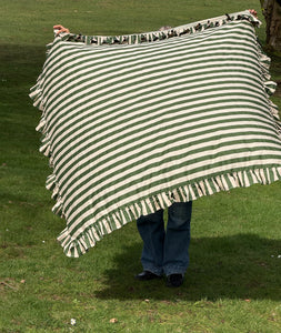 A Bronze Age Croquet Picnic Blanket, Ruffle Trimmed | Handcrafted in Vancouver Canada-Blankets-abronzeage.com