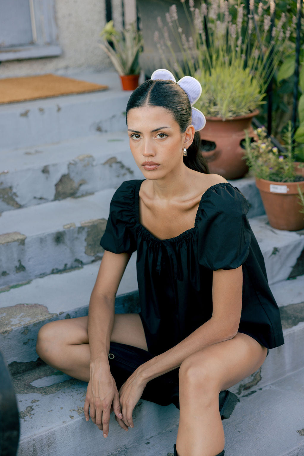 A Bronze Age Daisy Hair Scrunchie, Eyelet Trim Scrunchie | Made in Canada-Hair-abronzeage.com