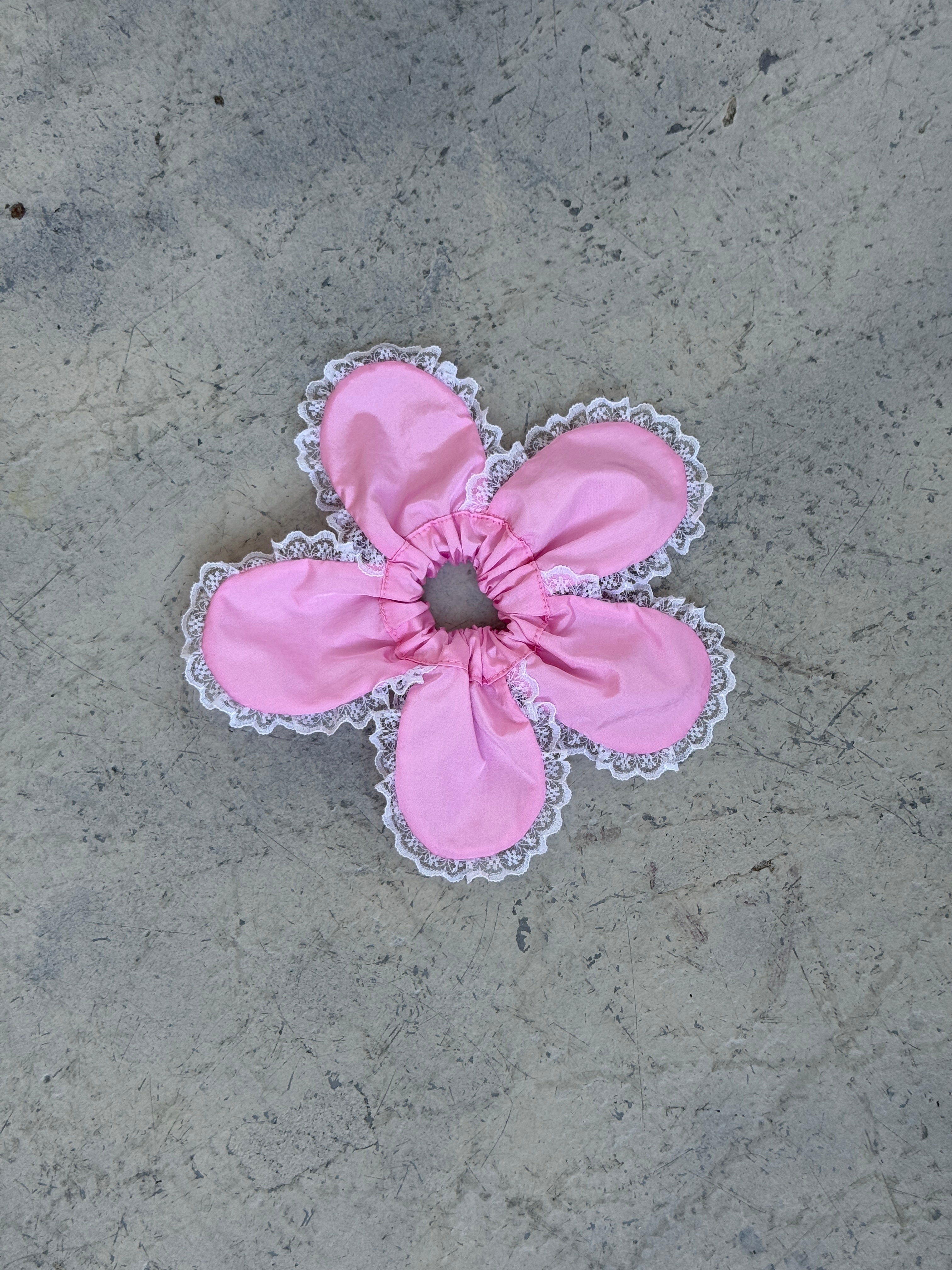 A Bronze Age Daisy Hair Scrunchie, Eyelet Trim Scrunchie | Made in Canada-Hair-Cheeky Pink-abronzeage.com