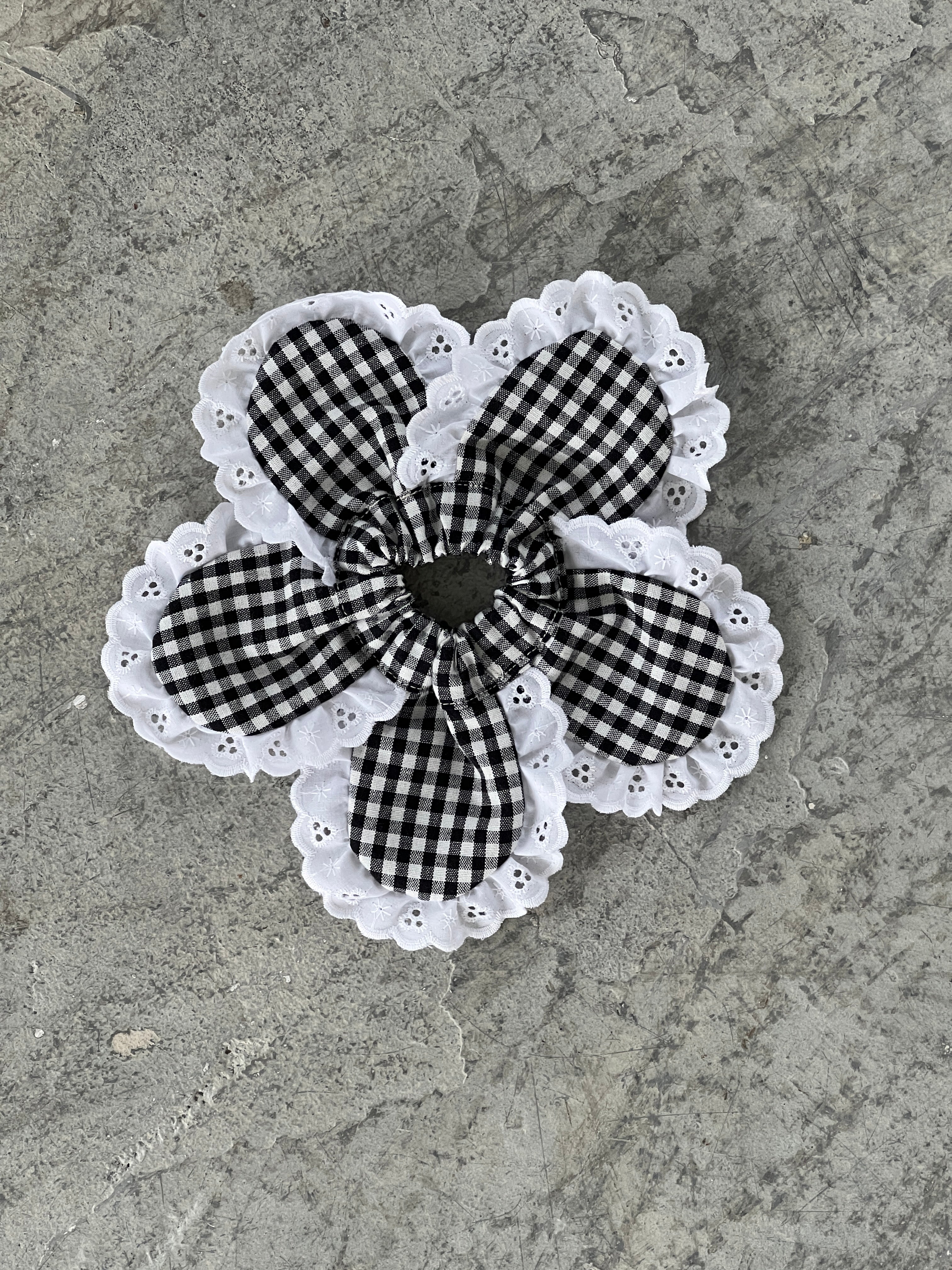 A Bronze Age Daisy Hair Scrunchie, Eyelet Trim Scrunchie | Made in Canada-Hair-abronzeage.com