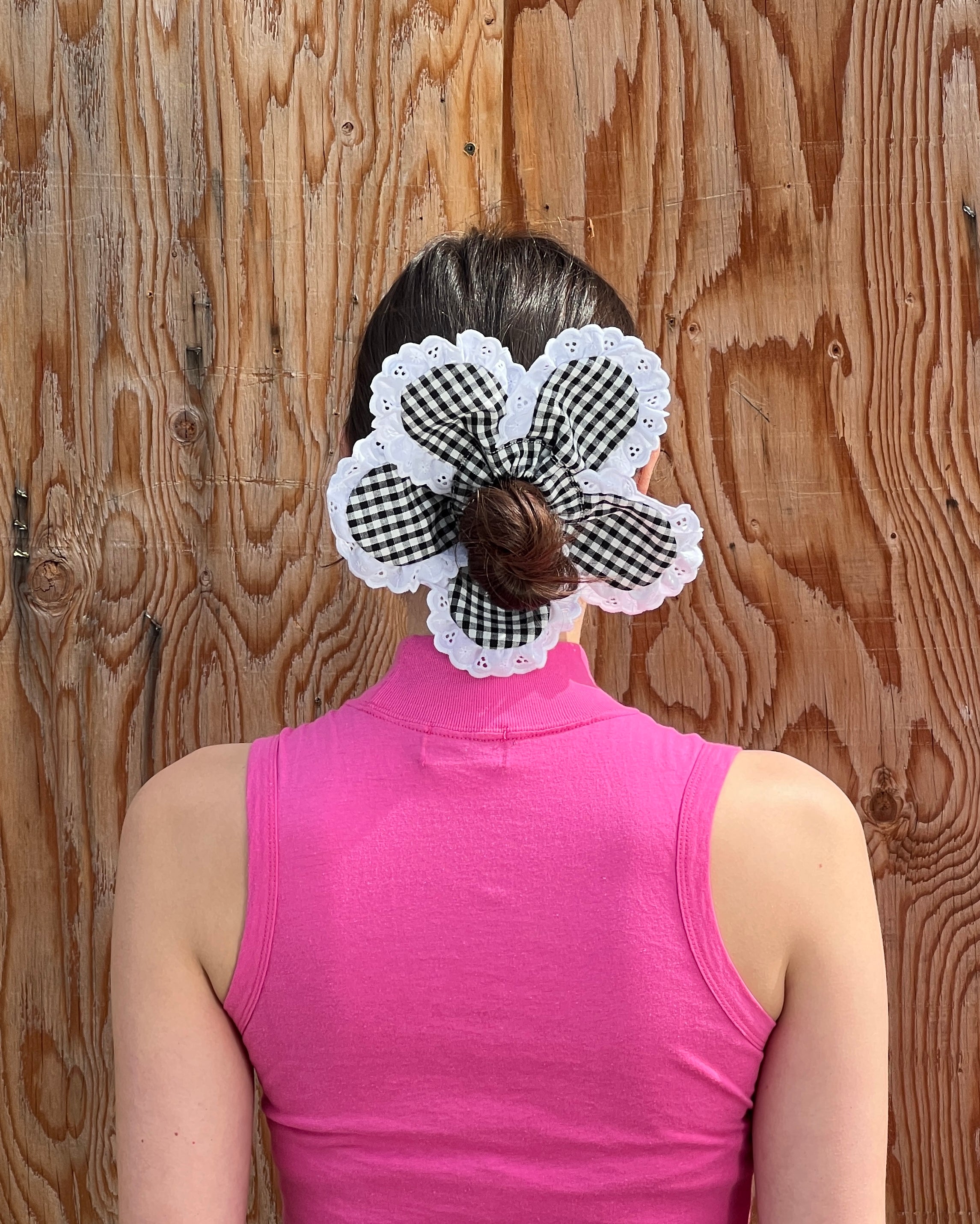 A Bronze Age Daisy Hair Scrunchie, Eyelet Trim Scrunchie | Made in Canada-Hair-abronzeage.com