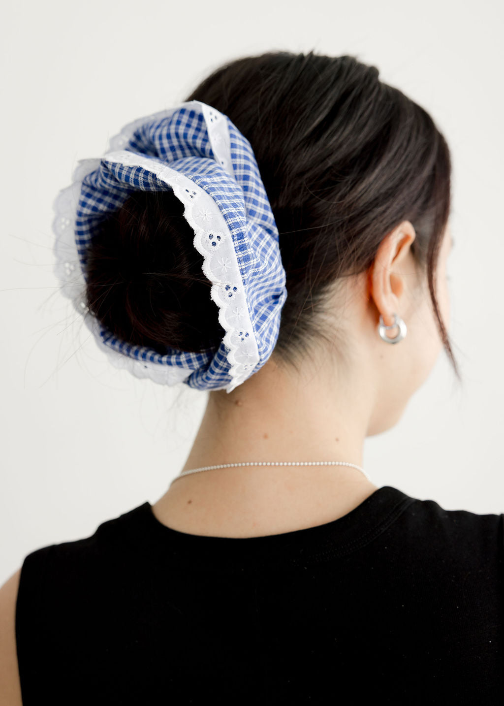 A Bronze Age Doily Scrunchie, Classic Oversized Scrunchie | Made in Canada -Hair-Ocean Gingham-OS-abronzeage.com