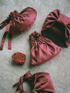 A Bronze Age The Dumpling Bag, Satin Mini Evening or Makeup Bag | Made in Canada-Handbags-Bordeaux-abronzeage.com