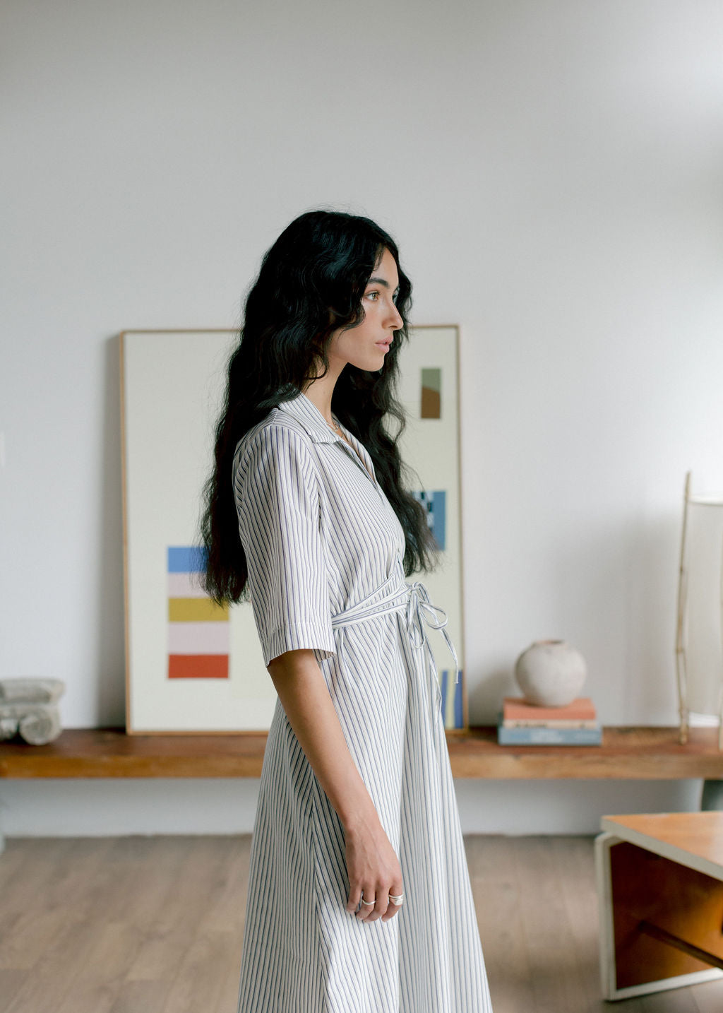 A Bronze Age Eden Dress, Collared & Corset-Style Tie-Up Dress with Pockets | Handcrafted in Vancouver Canada-Dresses-abronzeage.com