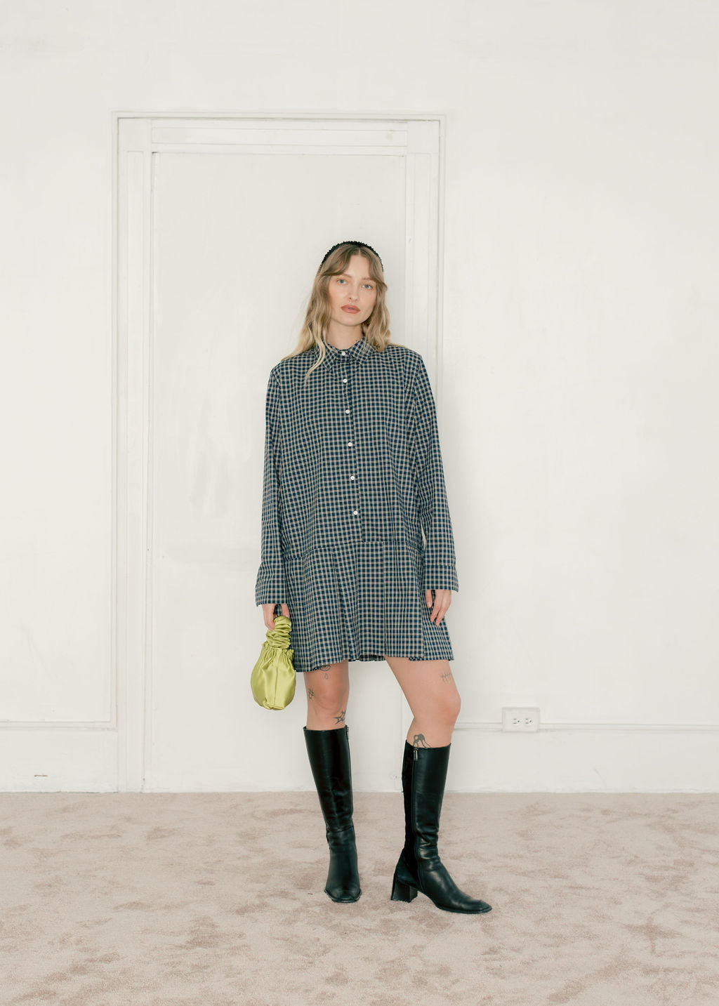 A Bronze Age Faye Dress, Button-Up Dropped Waist Dress | Made in Canada-Dresses-Carter Plaid-XXS-abronzeage.com