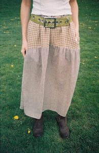 A Bronze Age Field Skirt Deadstock | Elastic Waist with Pockets | Handcrafted in Vancouver Canada-Skirts-Clover Gingham-SML-abronzeage.com