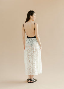 A Bronze Age Field Skirt in Lace, Midi Length Elastic Waist, Made in Canada-Skirts-abronzeage.com