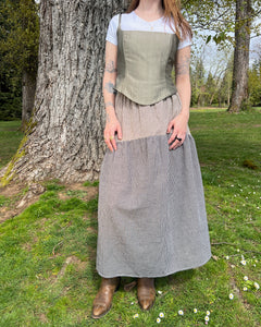 A Bronze Age Field Skirt Deadstock | Elastic Waist with Pockets | Handcrafted in Vancouver Canada-Skirts-Osaka Gingham-SML-abronzeage.com