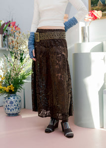 A Bronze Age Field Skirt in Lace, Midi Length Elastic Waist | Made in Canada-Skirts-abronzeage.com