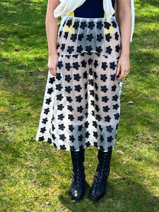 A Bronze Age Deadstock Field Skirt, Elastic Waist with Pockets | Handcrafted in Vancouver Canada-Skirts-Black Bloom-XS-abronzeage.com