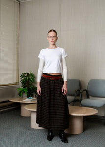 A Bronze Age Field Skirt, Midi Skirt Elastic Waist, Canada-Skirts-Dutch Plaid-XS-abronzeage.com